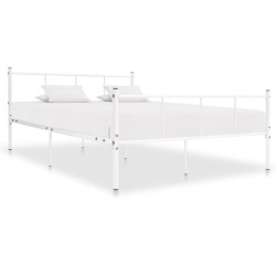 Cadre de lit sans matelas blanc métal 120x200 cm 