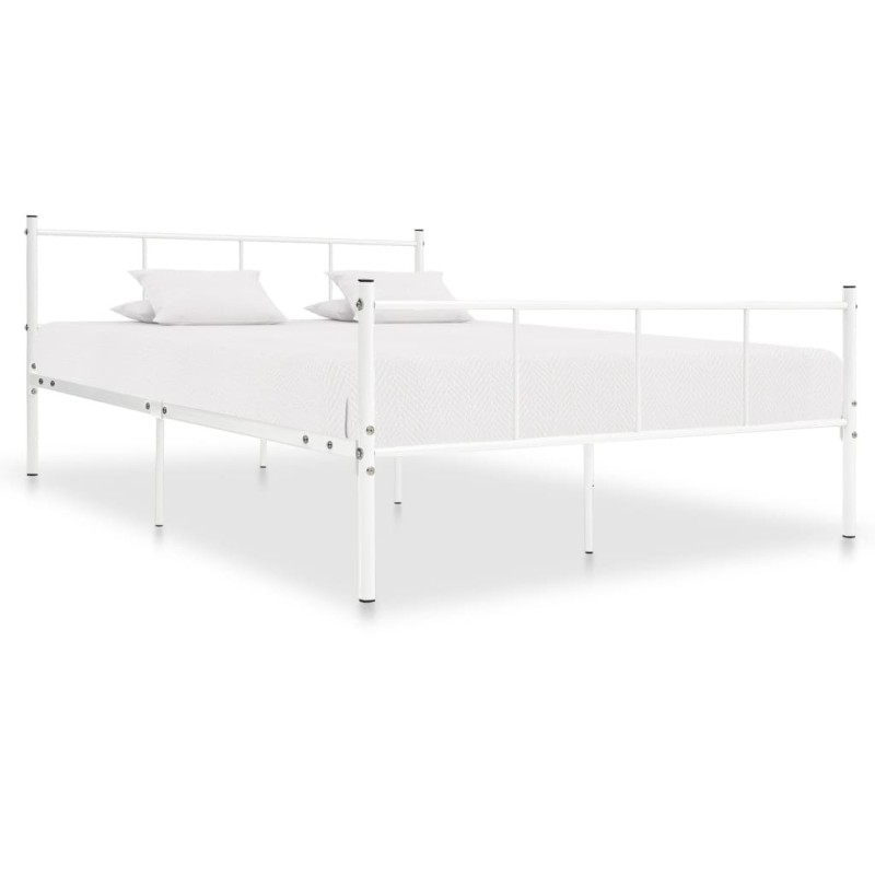 Cadre de lit sans matelas blanc métal 120x200 cm Cadre de lit sans matelas blanc métal 120x200 cm