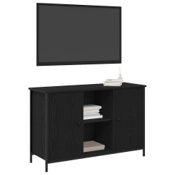 cabinet TV Chêne noir 101x35x65 cm Bois d'ingénierie et acier 