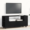 Meuble TV avec roulettes chêne noir bois d'ingénierie 