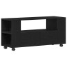 Meuble TV avec roulettes chêne noir bois d'ingénierie 
