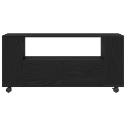 Meuble TV avec roulettes chêne noir bois d'ingénierie 