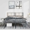 Cadre de lit métal sans matelas avec pied de lit noir 135x190cm 