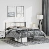 Cadre de lit métal sans matelas avec pied de lit noir 135x190cm 