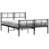 Cadre de lit métal sans matelas avec pied de lit noir 135x190cm 