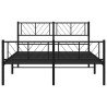 Cadre de lit métal sans matelas avec pied de lit noir 135x190cm 