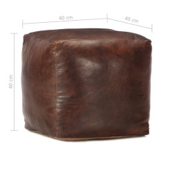 Pouf 40 x 40 x 40 cm Marron foncé Cuir véritable de chèvre 