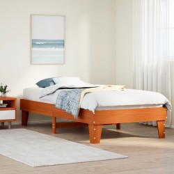 Cadre de lit sans matelas cire marron 100x200cm bois pin massif 