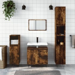 Armoire de bain chêne fumé 30x30x190 cm bois d'ingénierie 
