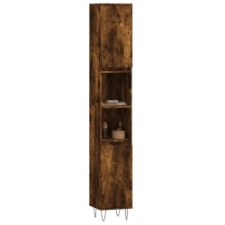 Armoire de bain chêne fumé 30x30x190 cm bois d'ingénierie 