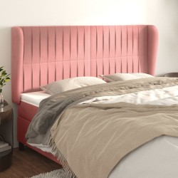 Tête de lit avec oreilles Rose 183x23x118/128 cm Velours 