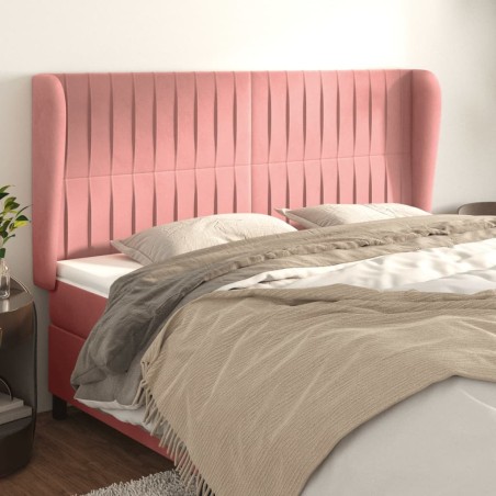 Tête de lit avec oreilles Rose 183x23x118/128 cm Velours 