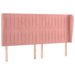 Tête de lit avec oreilles Rose 183x23x118/128 cm Velours 