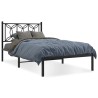 Cadre de lit métal sans matelas avec tête de lit noir 107x203cm 