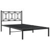 Cadre de lit métal sans matelas avec tête de lit noir 107x203cm 
