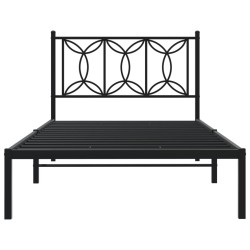 Cadre de lit métal sans matelas avec tête de lit noir 107x203cm 