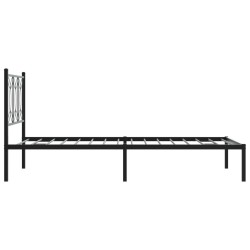 Cadre de lit métal sans matelas avec tête de lit noir 107x203cm 