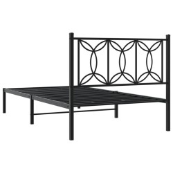 Cadre de lit métal sans matelas avec tête de lit noir 107x203cm 