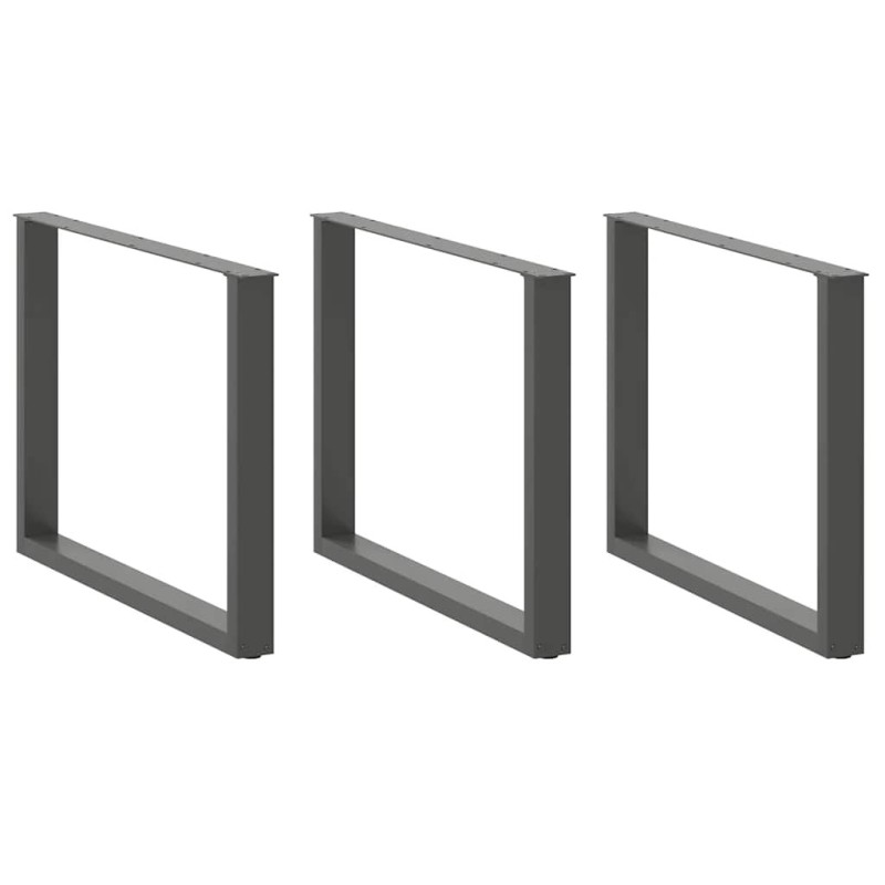 Pieds de table à manger en U 2 pièces Anthracite 100 x (72-73) cm Acier 