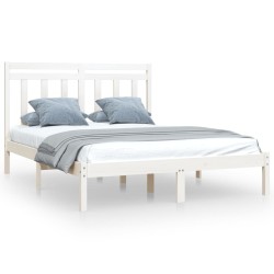 Cadre de lit sans matelas blanc 150x200 cm bois massif 