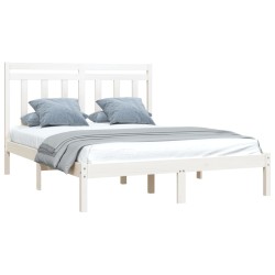 Cadre de lit sans matelas blanc 150x200 cm bois massif 