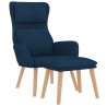 Chaise de relaxation avec tabouret Bleu Velours 