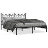 Cadre de lit métal sans matelas et tête de lit noir 160x200 cm 