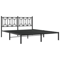 Cadre de lit métal sans matelas et tête de lit noir 160x200 cm 