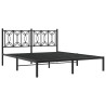 Cadre de lit métal sans matelas et tête de lit noir 160x200 cm 