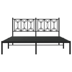 Cadre de lit métal sans matelas et tête de lit noir 160x200 cm 