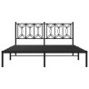 Cadre de lit métal sans matelas et tête de lit noir 160x200 cm 