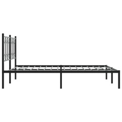 Cadre de lit métal sans matelas et tête de lit noir 160x200 cm 