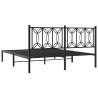 Cadre de lit métal sans matelas et tête de lit noir 160x200 cm 