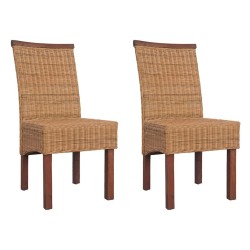 Chaises à manger lot de 2 marron rotin naturel 
