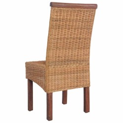 Chaises à manger lot de 2 marron rotin naturel 