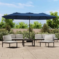 Parasol de jardin à double tête bleu azuré 449x245 cm 