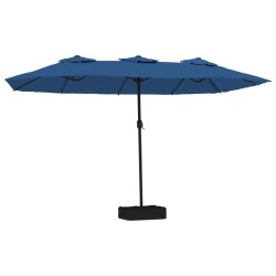 Parasol de jardin à double tête bleu azuré 449x245 cm 