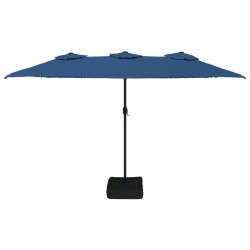 Parasol de jardin à double tête bleu azuré 449x245 cm 