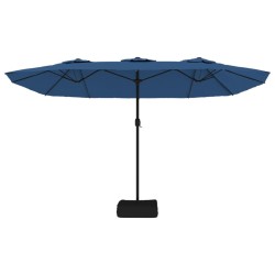 Parasol de jardin à double tête bleu azuré 449x245 cm 