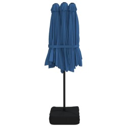 Parasol de jardin à double tête bleu azuré 449x245 cm 