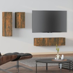 Ensemble de meubles TV 4 pcs Chêne fumé Bois d'ingénierie 