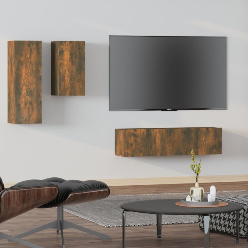 Ensemble de meubles TV 4 pcs Chêne fumé Bois d'ingénierie 