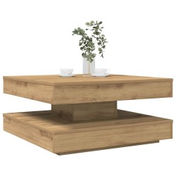 Table basse rotative à 360 degrés chêne artisanal 70x70x34,5 cm 