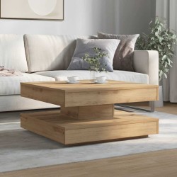 Table basse rotative à 360 degrés chêne artisanal 70x70x34,5 cm 