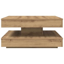 Table basse rotative à 360 degrés chêne artisanal 70x70x34,5 cm 