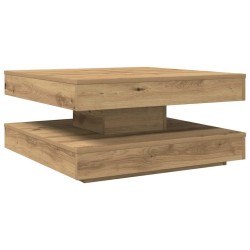 Table basse rotative à 360 degrés chêne artisanal 70x70x34,5 cm 
