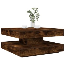 Table basse rotative à 360 degrés chêne fumé 70x70x34,5 cm 