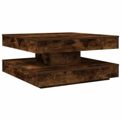 Table basse rotative à 360 degrés chêne fumé 70x70x34,5 cm 