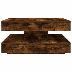Table basse rotative à 360 degrés chêne fumé 70x70x34,5 cm 