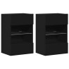 Meubles TV muraux avec lumières LED 2 pcs noir 40x30x60,5 cm 
